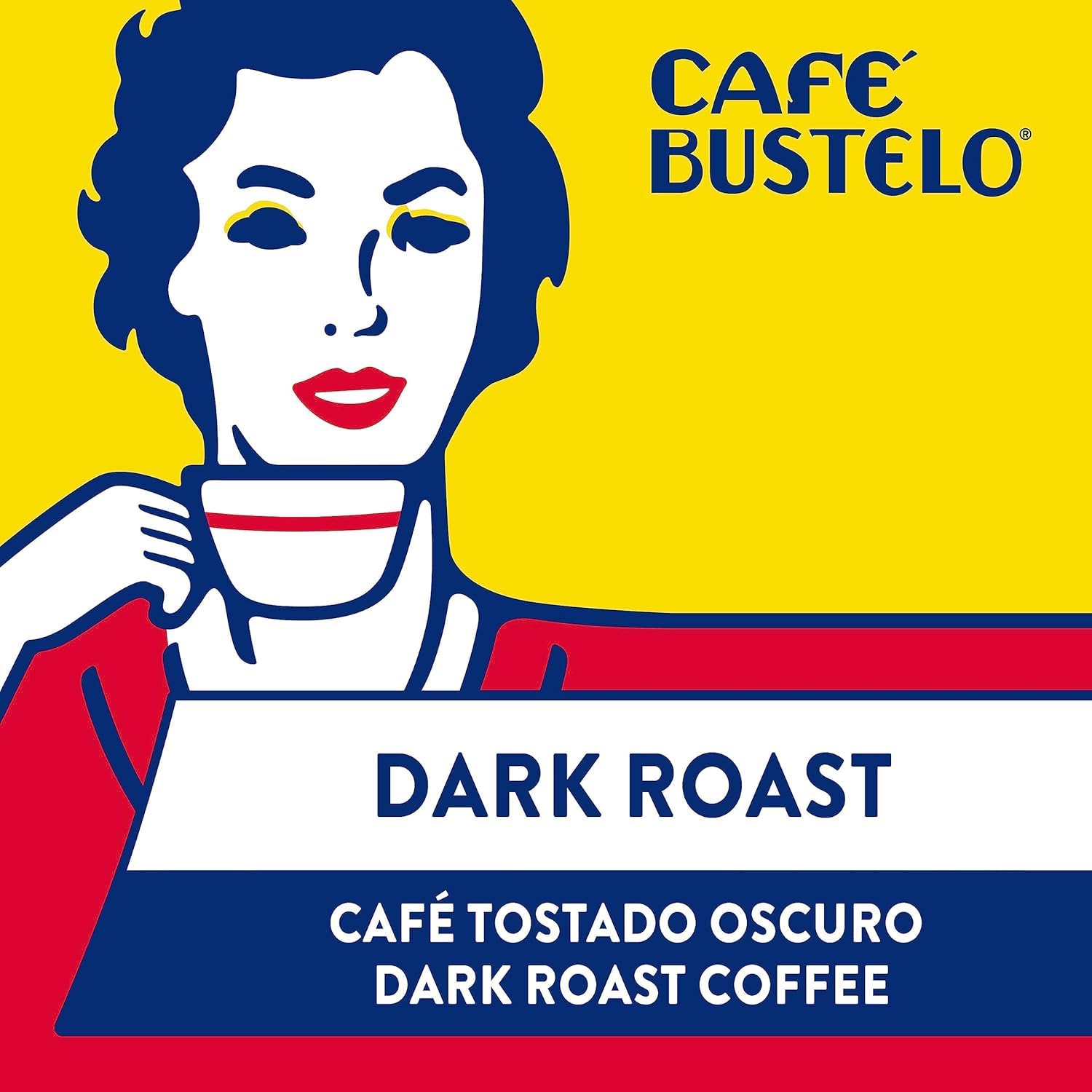 Cafe Bustelo rich dark roast coffee suitable for drip or espresso brewing