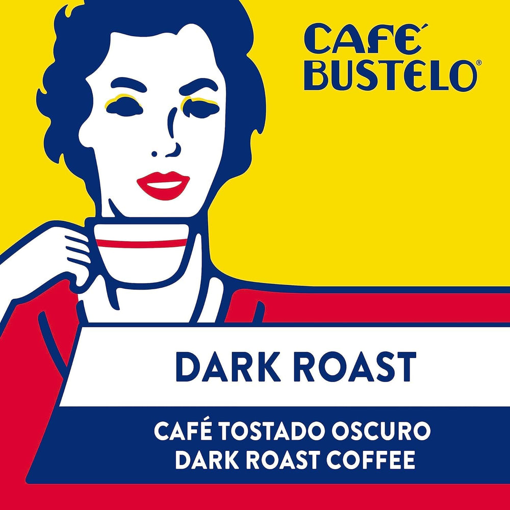 Cafe Bustelo rich dark roast coffee suitable for drip or espresso brewing