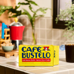Cafe Bustelo vacuum-packed brick preserves freshness and convenience.