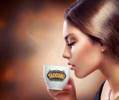 Cafe Crema medium roast package with cup, smooth and creamy.
