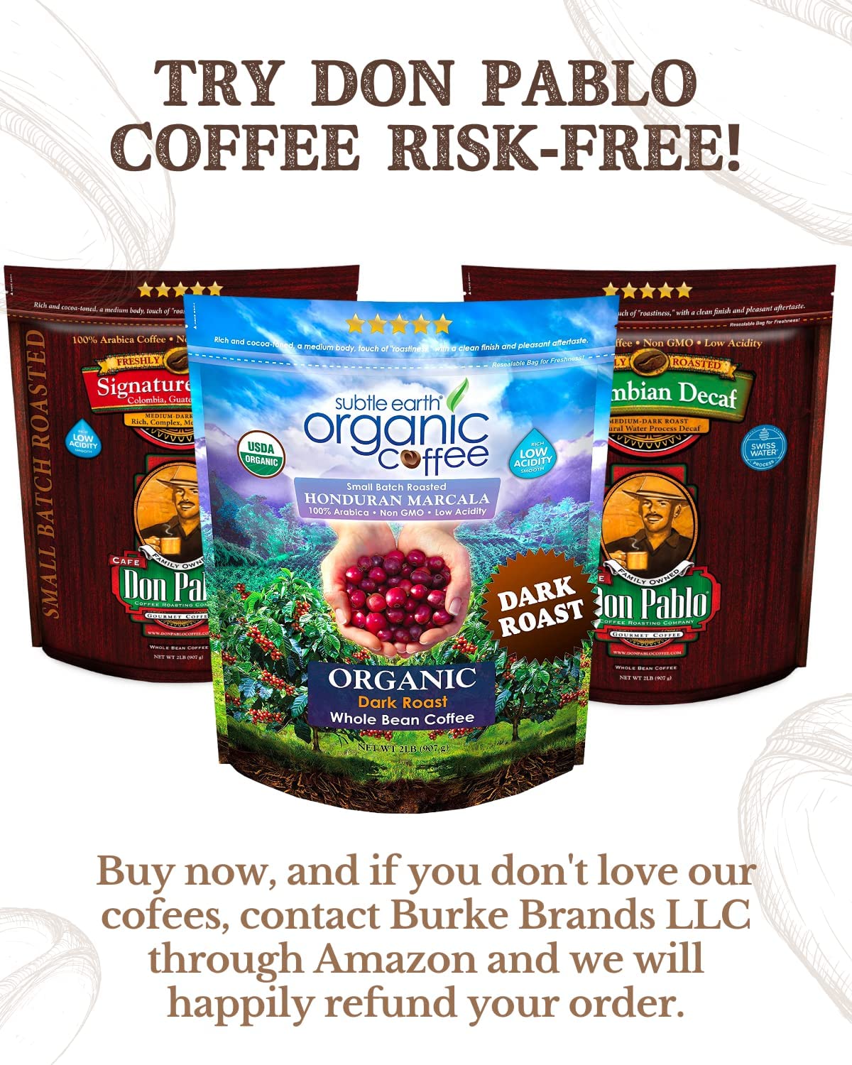 Cafe Don Pablo Subtle Earth whole beans on a scale – consistent specialty roast for reliable mornings.