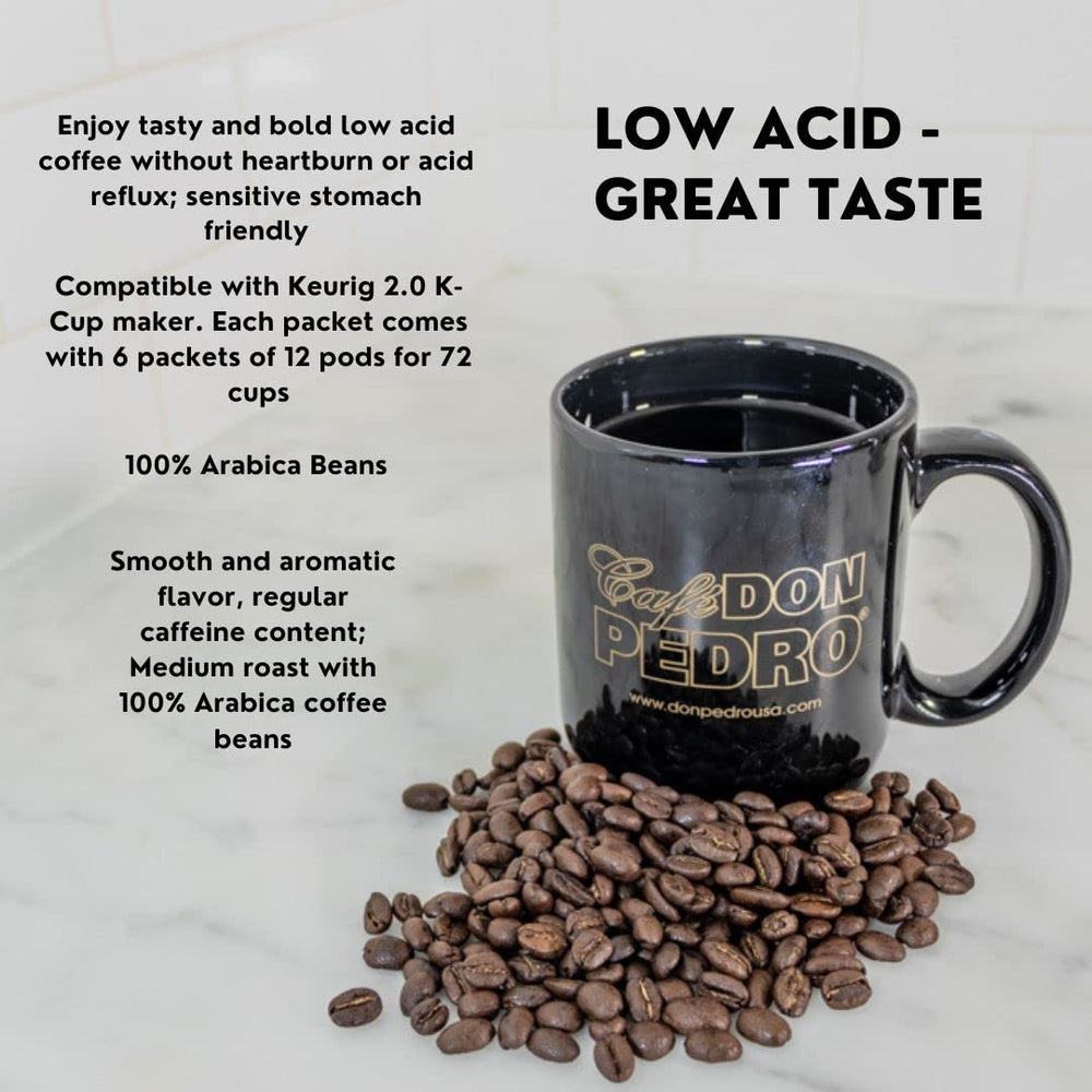 Medium roast glow over a Cafe Don Pedro cup ready to enjoy.