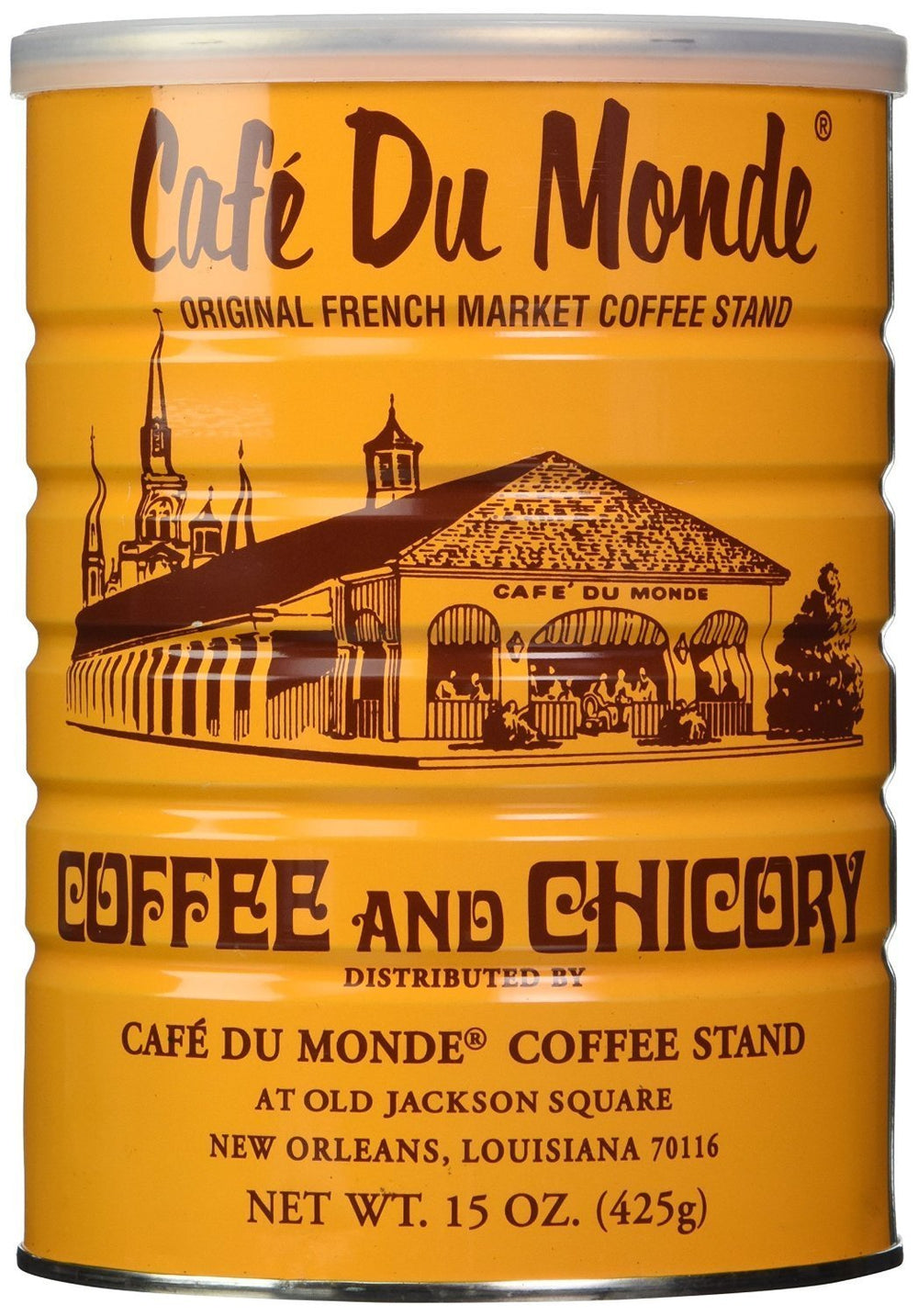 Cafe Du Monde coffee bean blend can ready for quick brew any morning.
