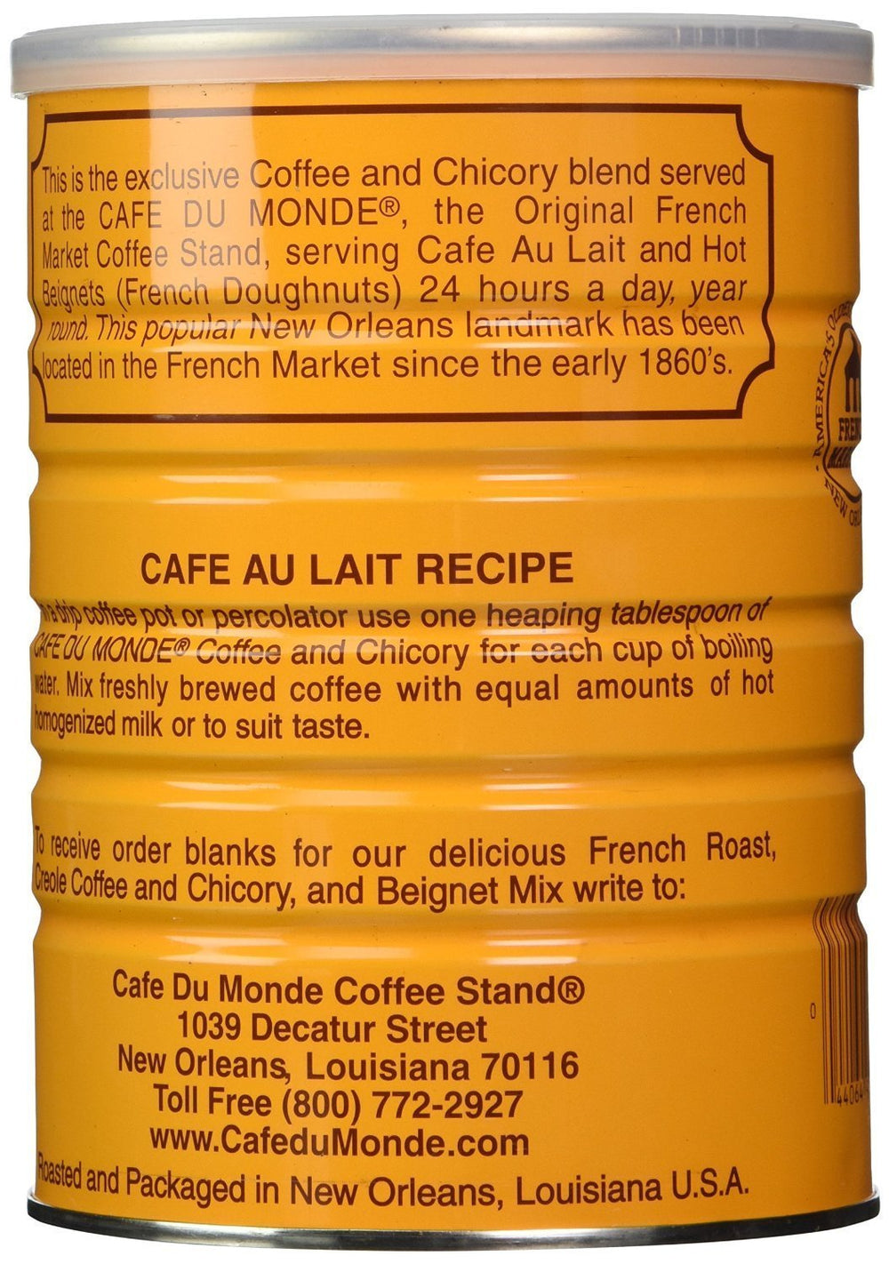 Cafe Du Monde New Orleans inspired coffee can for authentic home cafe experiences.