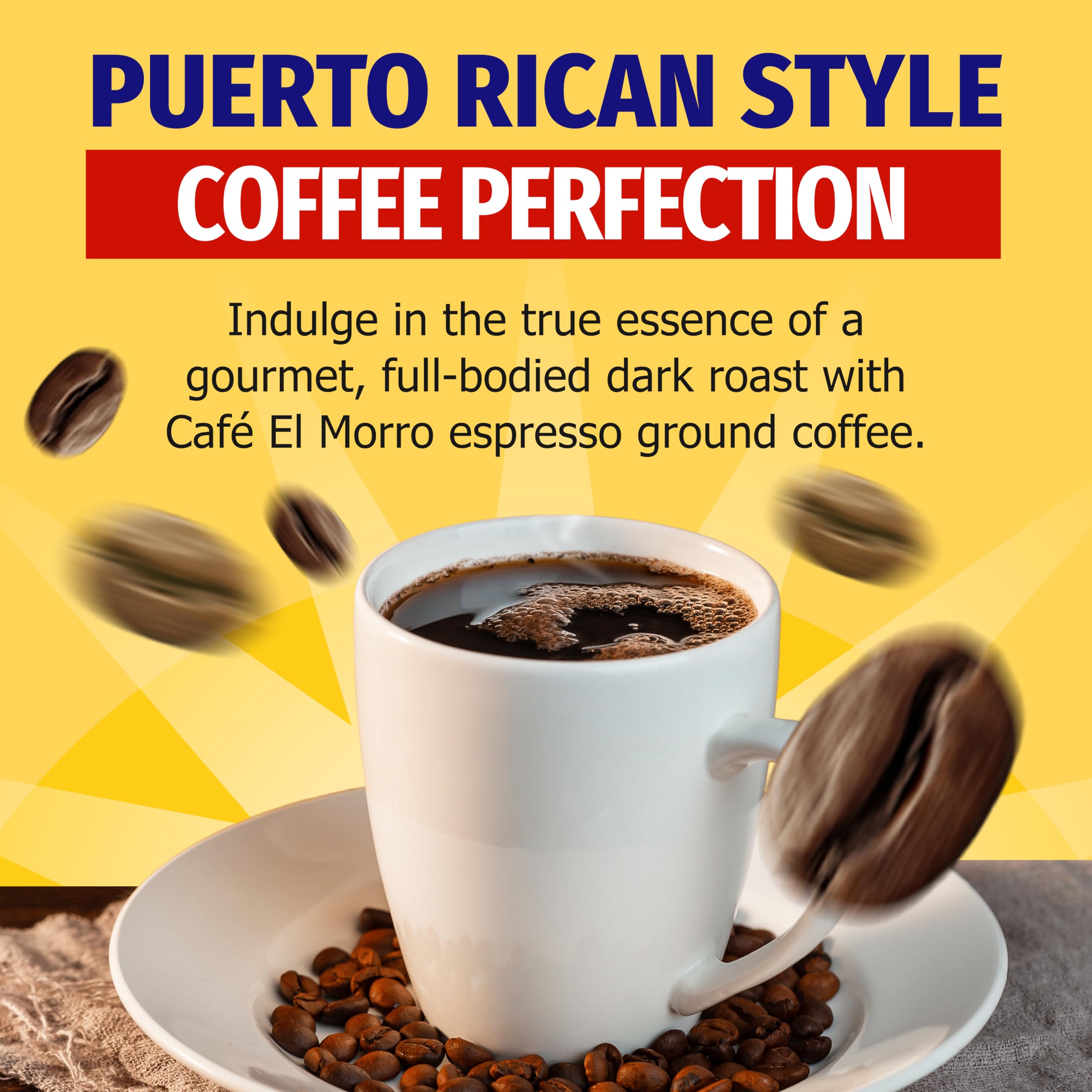 Cafe El Morro espresso ground coffee pour captures rich aroma for moka pot.