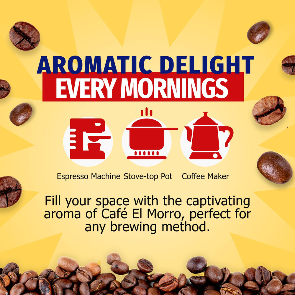 Cafe El Morro rich aroma ground coffee showcases bold, inviting taste.