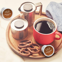 Café Escapes Café Caramel K-Cup cup steaming signals a cozy break.