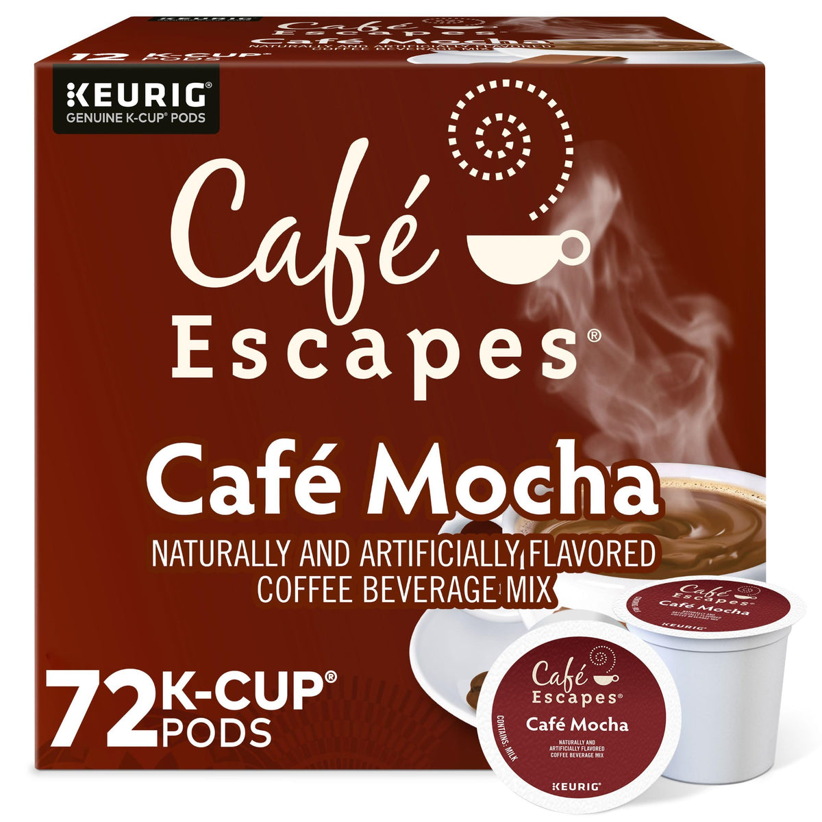 Cafe Escapes Cafe Mocha K-Cup pod poured for a cozy morning ritual