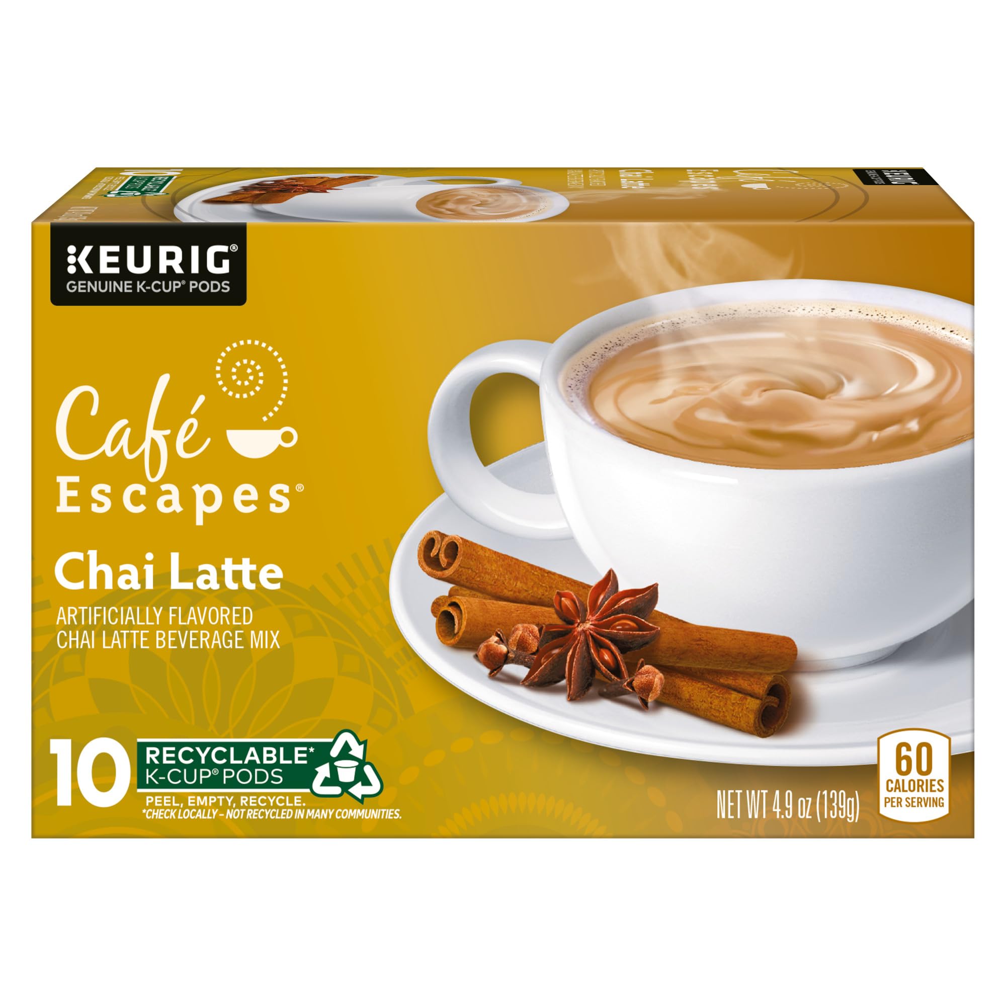 Café Escapes Chai Latte milk swirl in a poured cup.