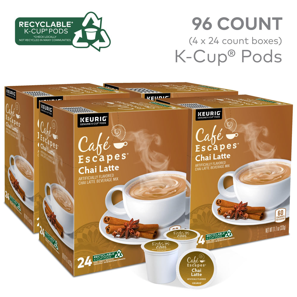 Cafe Escapes Chai Latte K-Cup pod close-up ready to brew