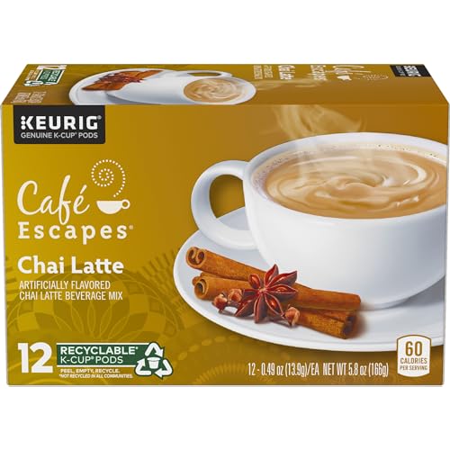 Café Escapes Chai Latte label shows flavor notes and ingredients for informed choice.