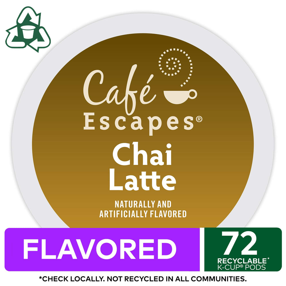 Café Escapes Chai Latte pour-cup scene highlighting creamy texture and aroma.