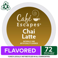 Café Escapes Chai Latte pour-cup scene highlighting creamy texture and aroma.