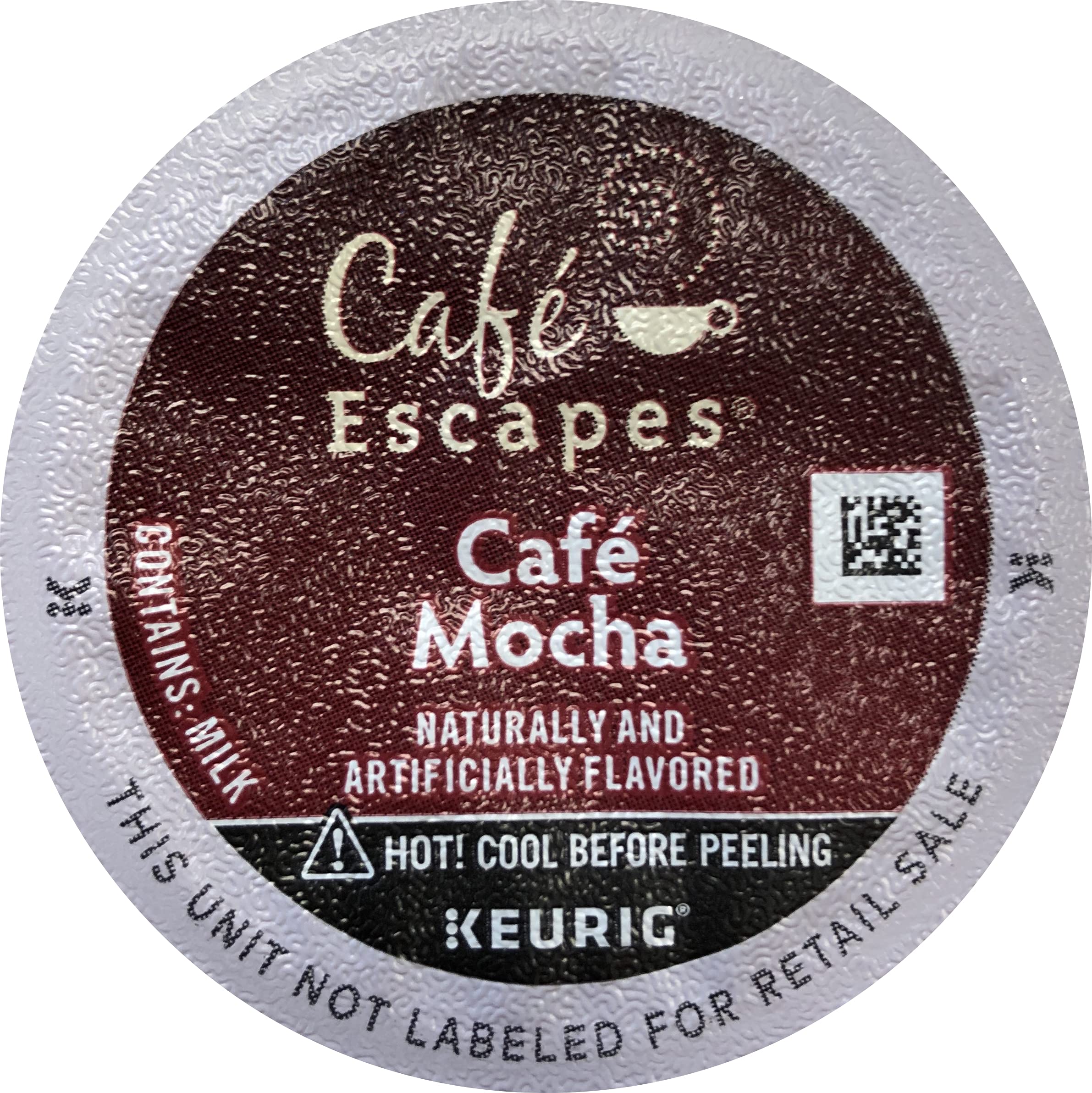 Café Escapes Gourmet Café Mocha K-Cup showing rich chocolate aroma for easy single-serve indulgence.