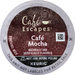 Café Escapes Gourmet Café Mocha K-Cup showing rich chocolate aroma for easy single-serve indulgence.