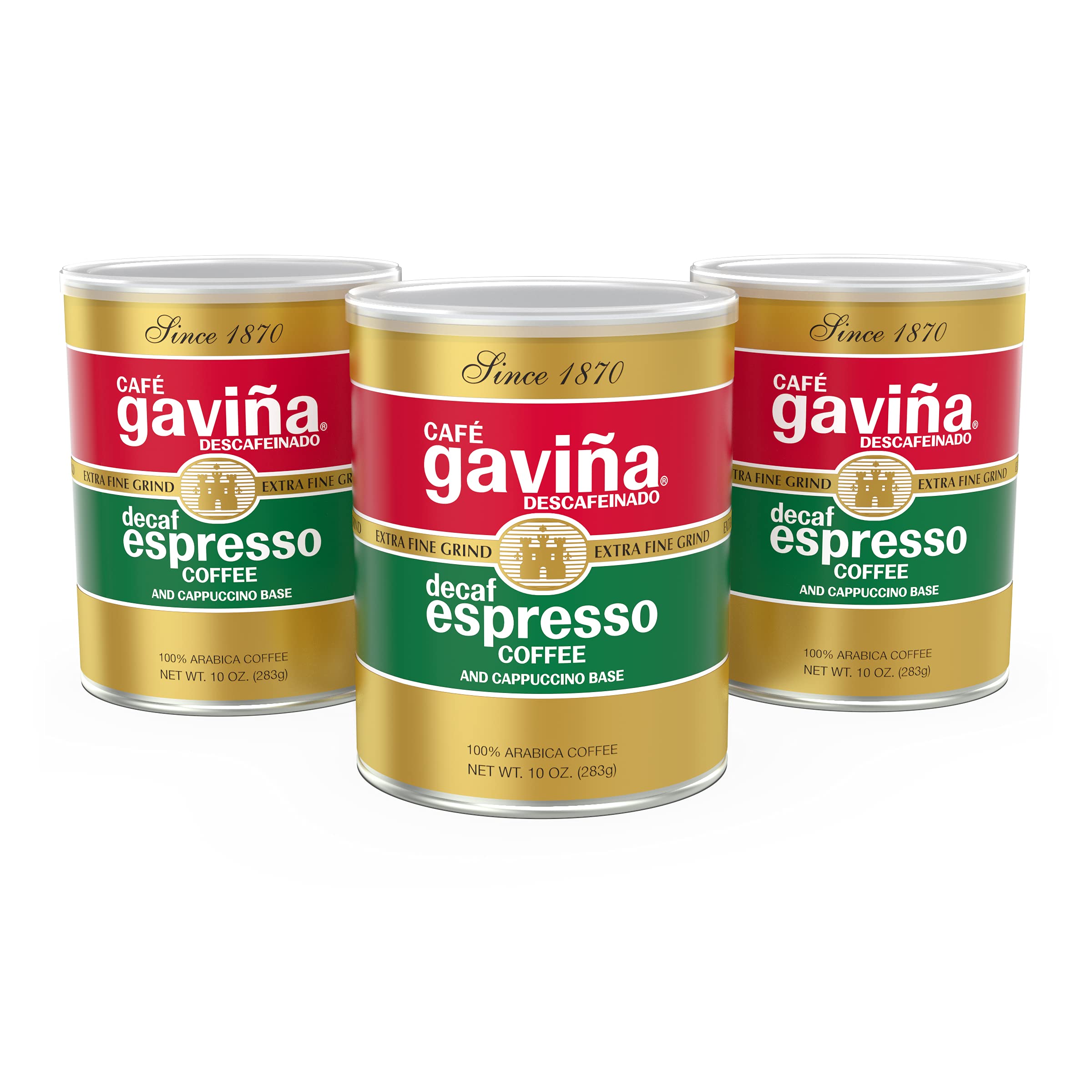 Cafe Gaviña decaf espresso roast; extra-fine grind for crema in espresso shots.