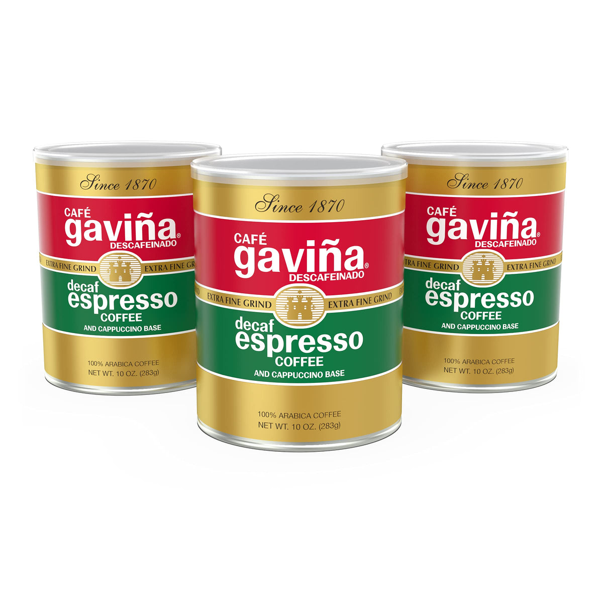 Cafe Gaviña decaf espresso roast; extra-fine grind for crema in espresso shots.