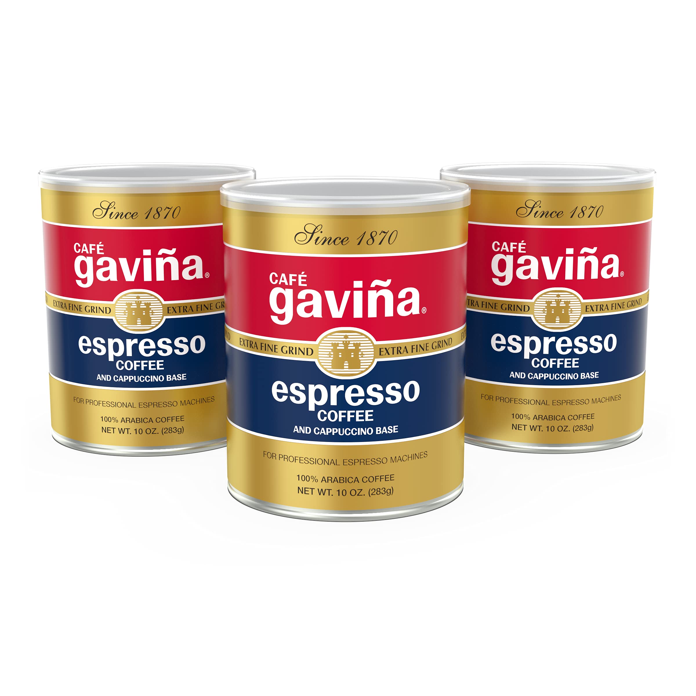 Café Gaviña Espresso Roast can, extra-fine grind, ideal for espresso extraction.