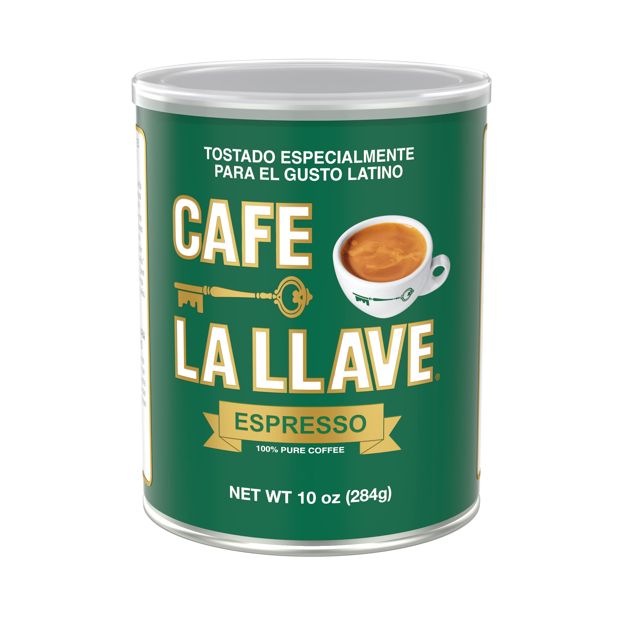 Cafe La Llave dark roast coffee can with sealing lid, preserving freshness for home brewing.