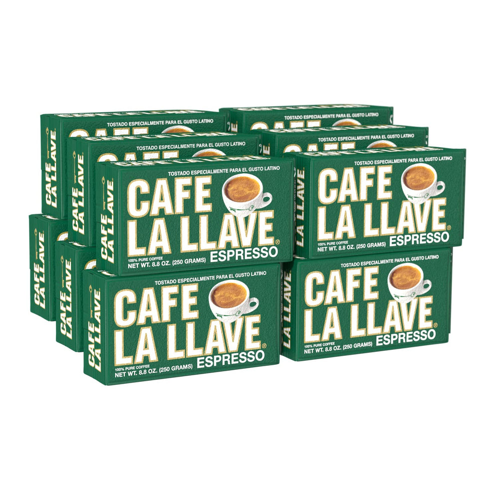 Cafe La Llave dark roast espresso bricks pack preserving freshness for quick brews.