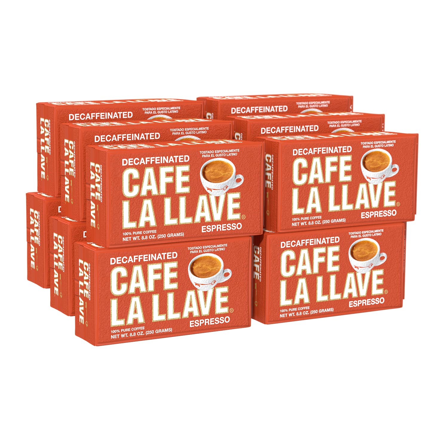 Cafe La Llave decaf dark roast bricks vacuum sealed for lasting freshness and bold flavor.