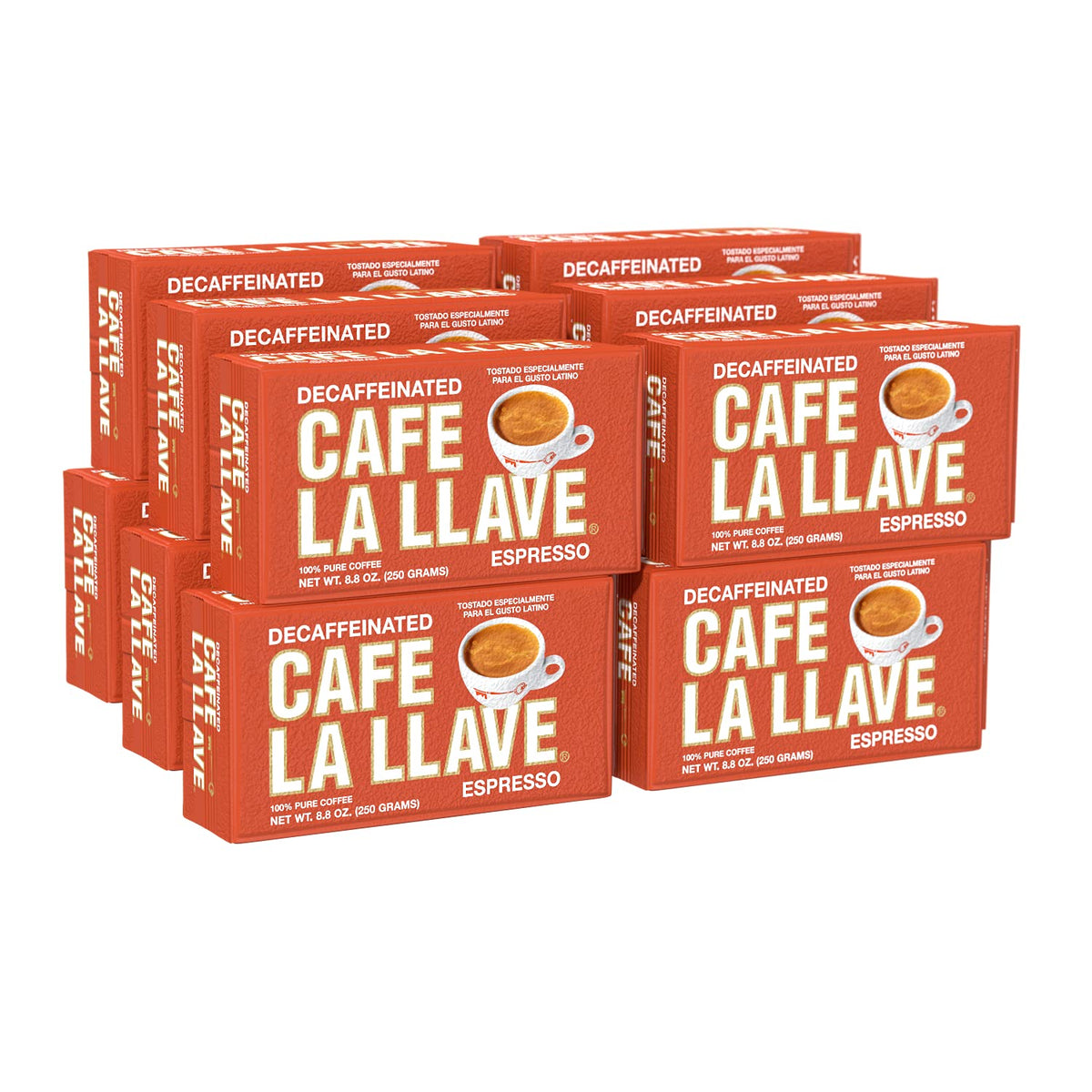 Cafe La Llave decaf dark roast bricks vacuum sealed for lasting freshness and bold flavor.