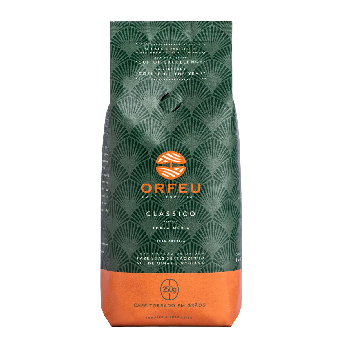 Cafe Orfeu classic coffee beans set for home brewing with balanced flavors.