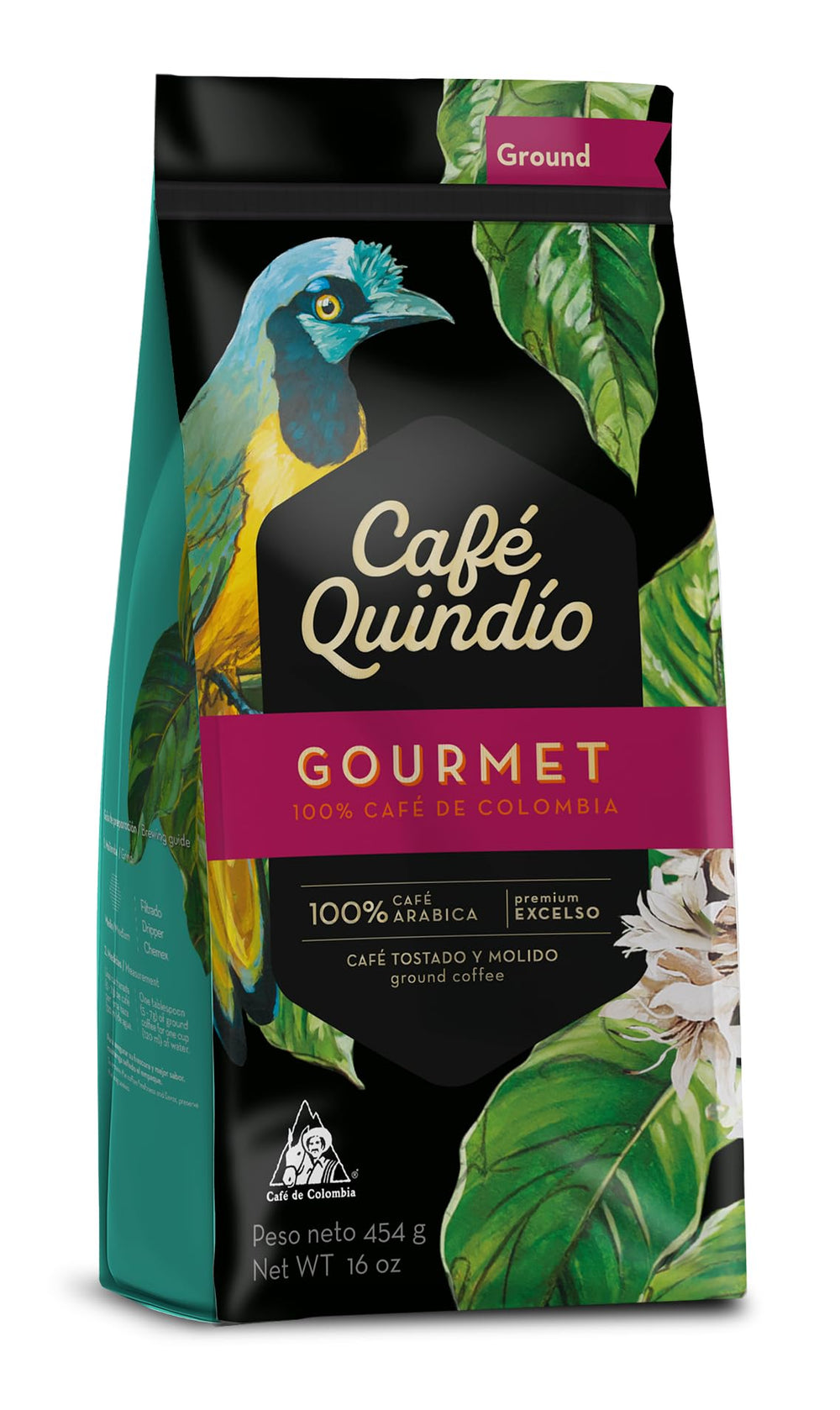Cafe Quindio coffee beans with farmer hand emphasizing local sourcing