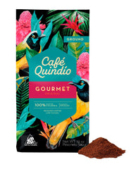 Cafe Quindio 12oz bag of Excelso Ground Arabica for balanced everyday coffee.