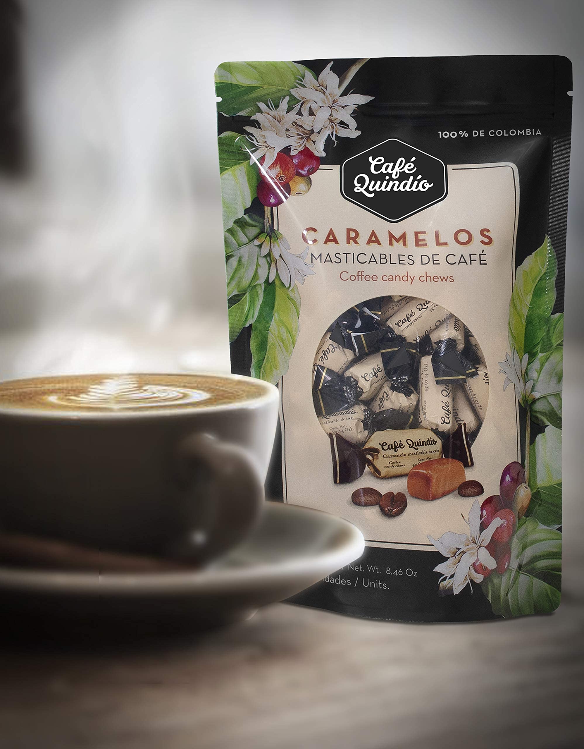 Cafe Quindio woman-owned brand highlighted on packaging.