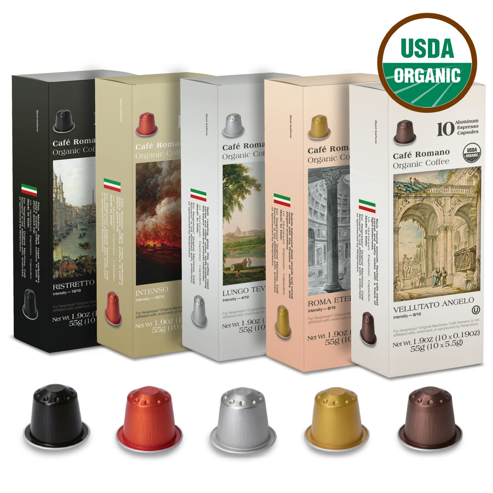 Cafe Romano lungo pod yields a longer extraction with a lighter body.
