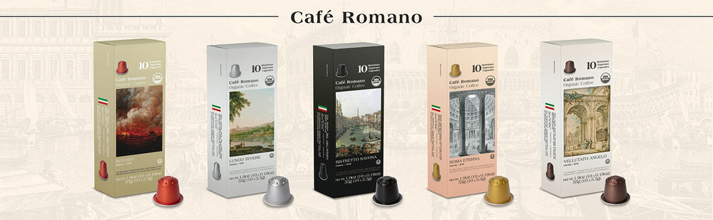 Cafe Romano Roma pod offers balanced, smooth espresso with a classic finish.