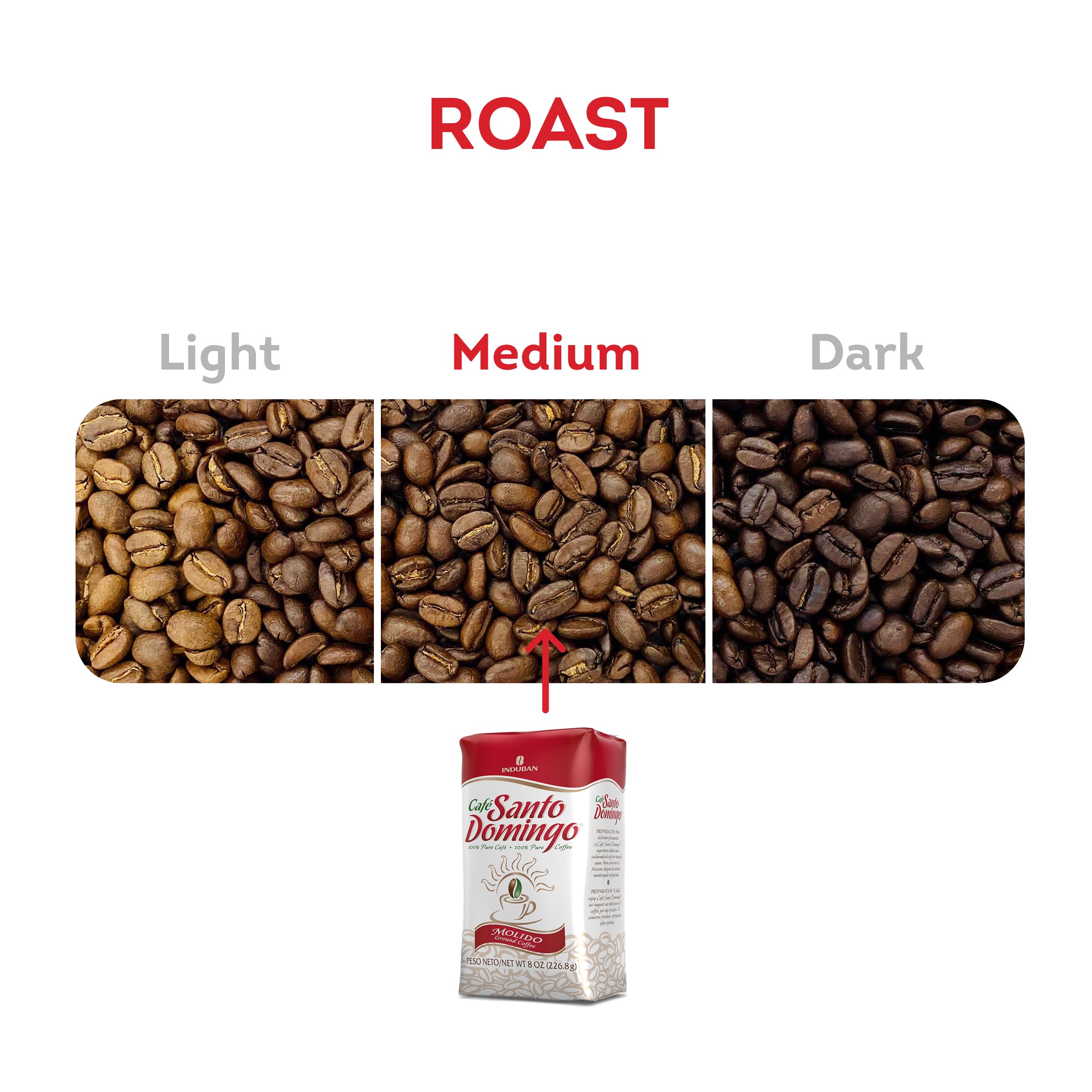 Café Santo Domingo coffee beans close-up showing rich roast and aroma