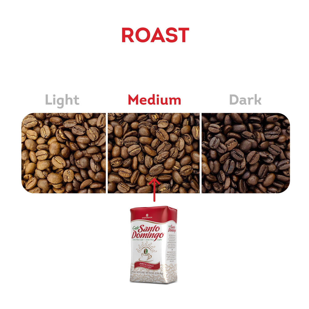 Café Santo Domingo coffee beans close-up showing rich roast and aroma