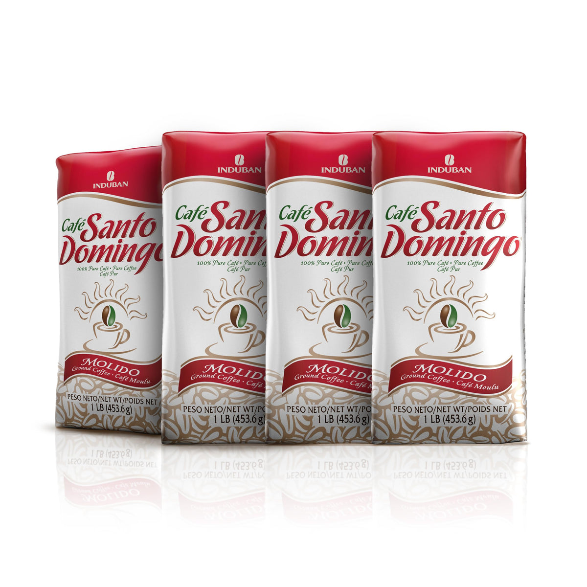 Café Santo Domingo INDUBAN 16oz ground coffee bag front, ready for daily brewing.