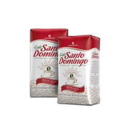 Cafe Santo Domingo INDUBAN bag label highlighting origin and quality for home brewing.