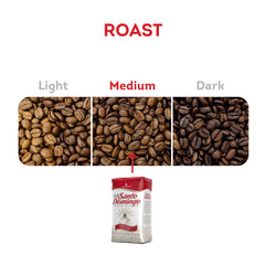 Steaming cup of Cafe Santo Domingo INDUBAN with inviting aroma.