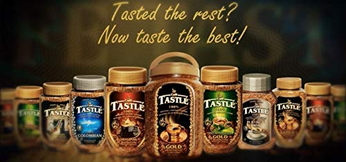 Café TASTLÉ Gold steaming cup, inviting aroma for office or home breaks.