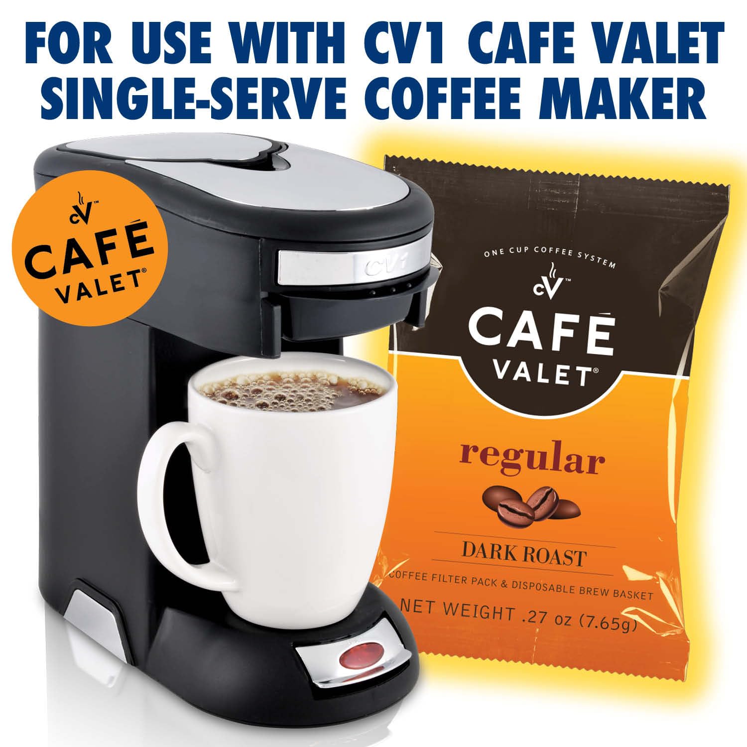 Nitrogen-flushed coffee packets keep coffee fresh between brews.