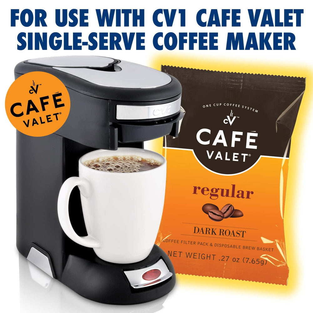 Nitrogen-flushed coffee packets keep coffee fresh between brews.