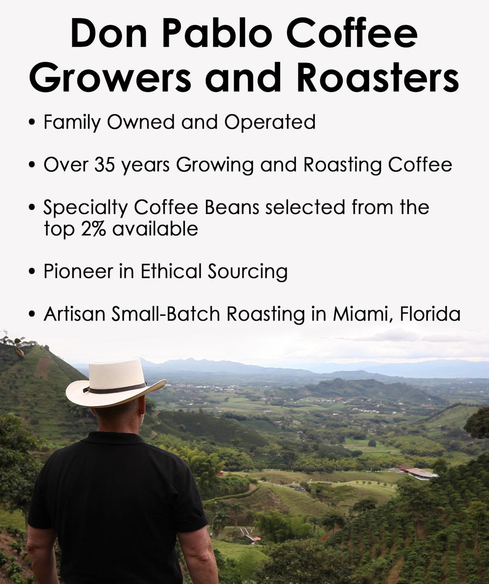 Cafe Don Pablo Colombian Supremo 2lb bag supports low acidity and smooth cup