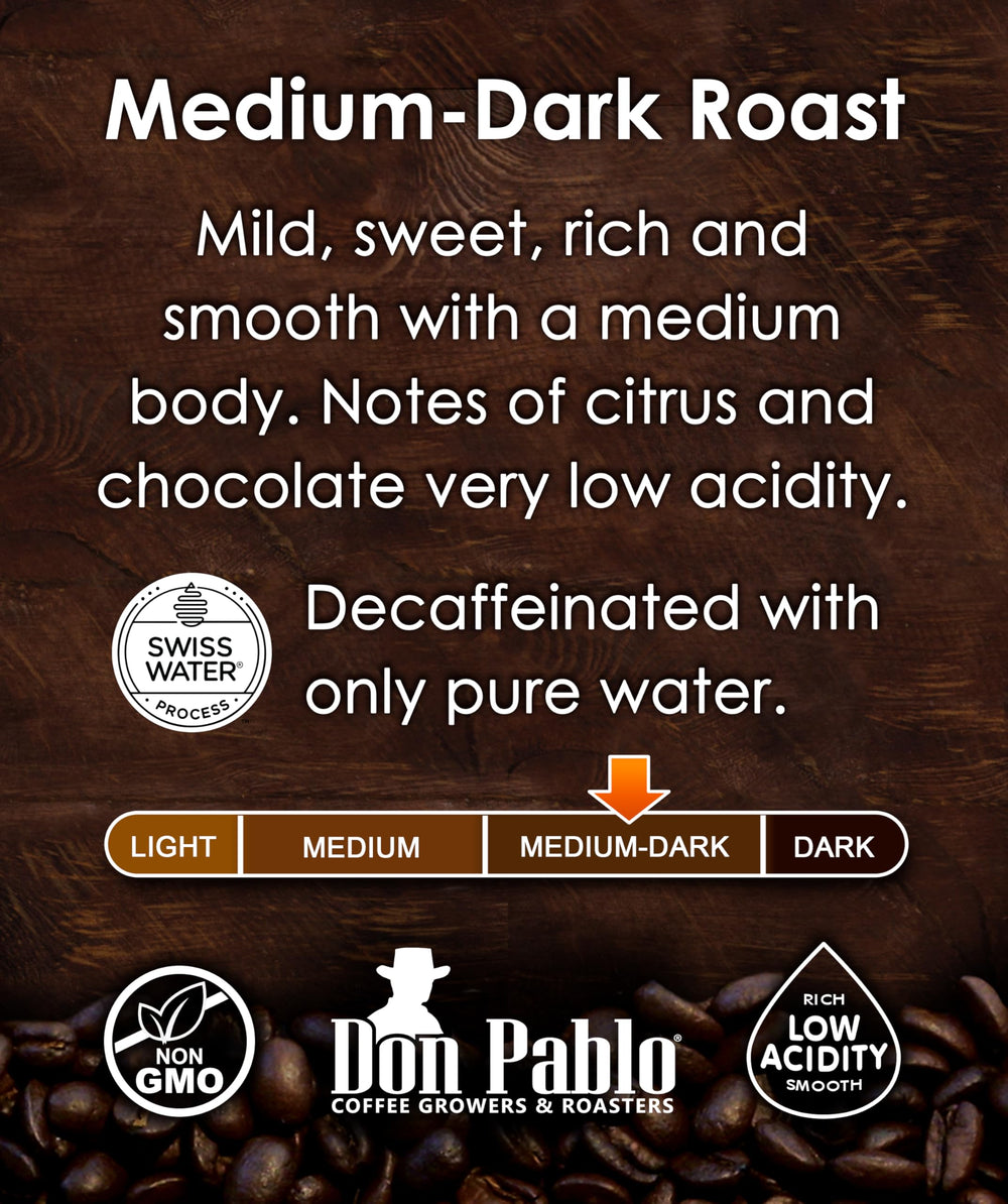 Cafe Don Pablo Colombian Supremo beans closeup reveals rich aroma.