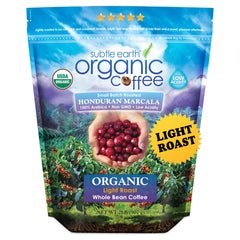 Cafe Don Pablo Subtle Earth bag on counter highlighting organic low-acidity aroma for everyday brews