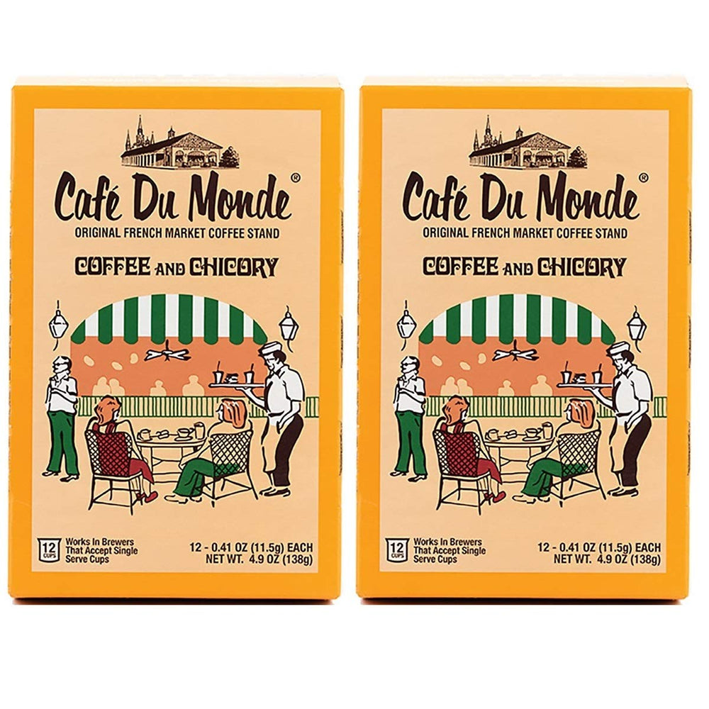 Cafe Du Monde 24 pods box front, ready for quick New Orleans mornings