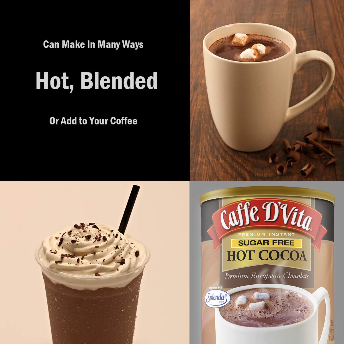Close-up of premium ingredients in Caffe D'Vita cocoa mix, gluten free