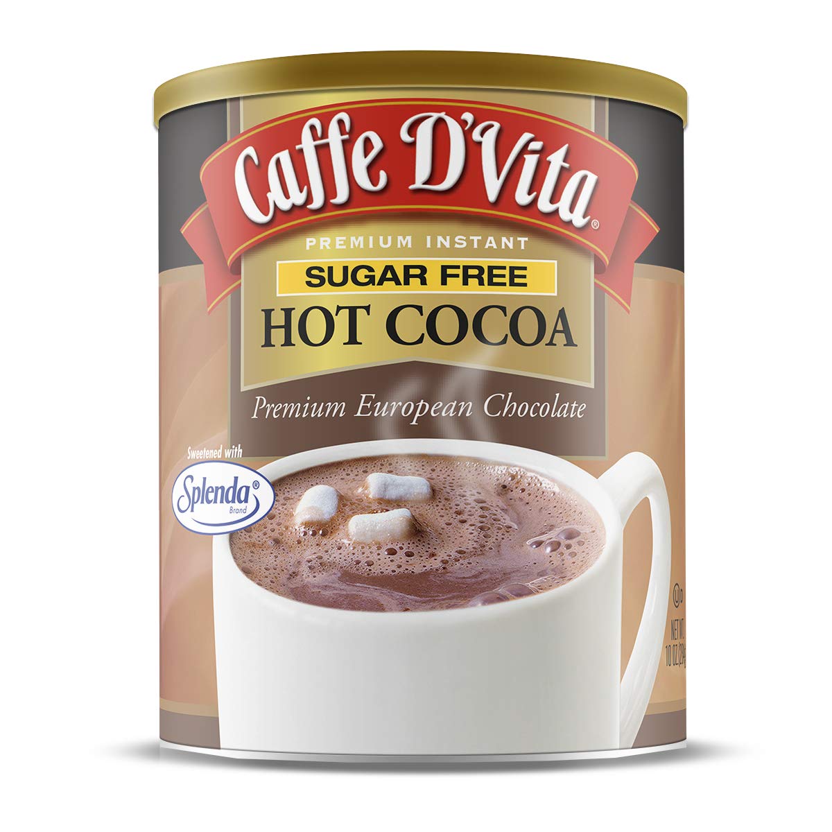 Caffe D'Vita Sugar Free Hot Cocoa can showing premium European chocolate