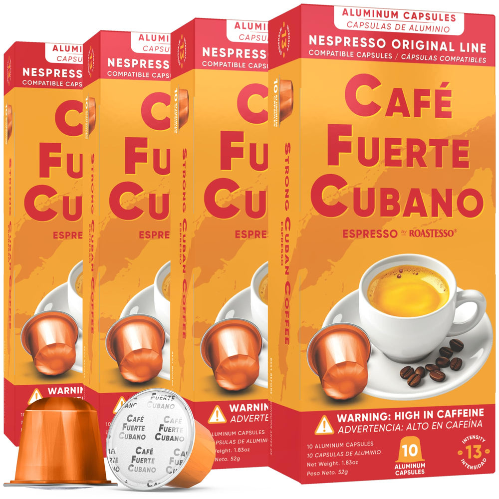 Café Fuerte Cubano aluminum espresso capsule ready for a robust Nespresso Original brew