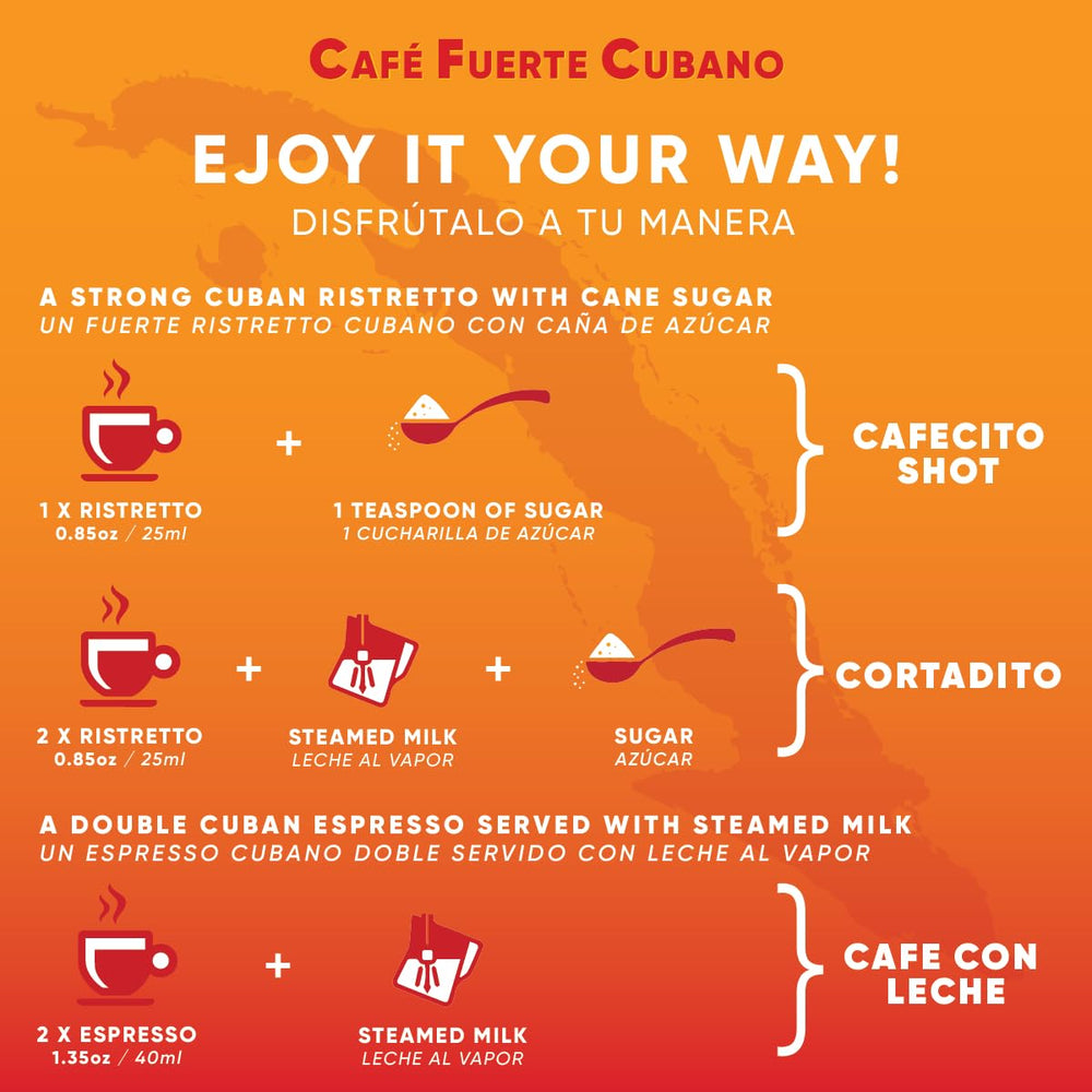 Café Fuerte Cubano coffee beans near pods, illustrating roast profile and aroma.