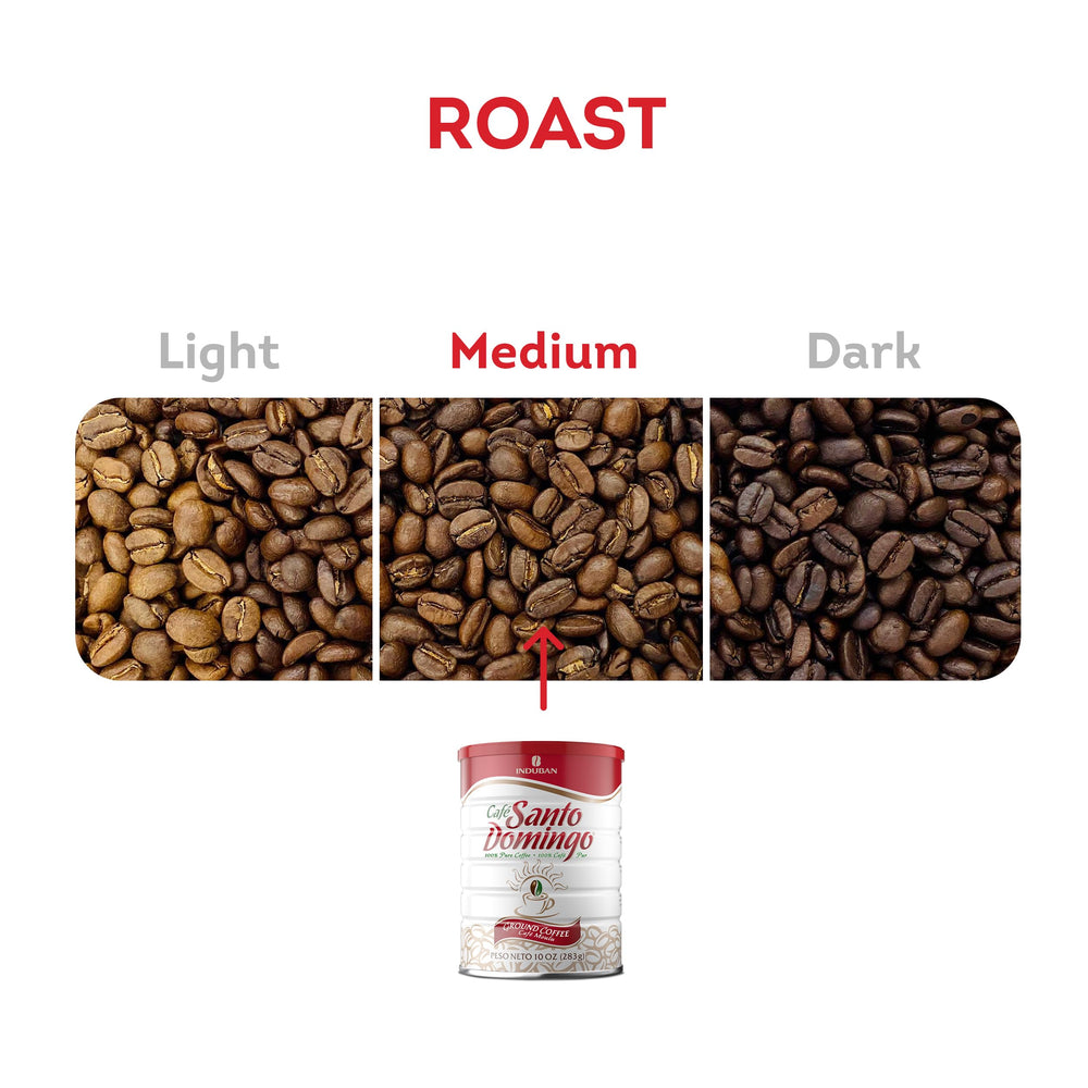 Café Santo Domingo INDUBAN coffee beans roast showcases premium quality.