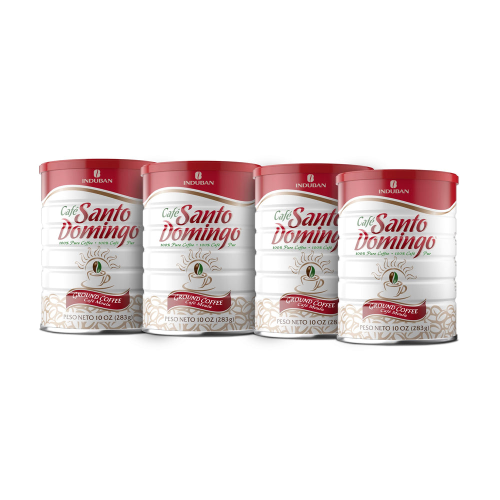 Café Santo Domingo INDUBAN ground coffee can for daily brew with balanced flavor.